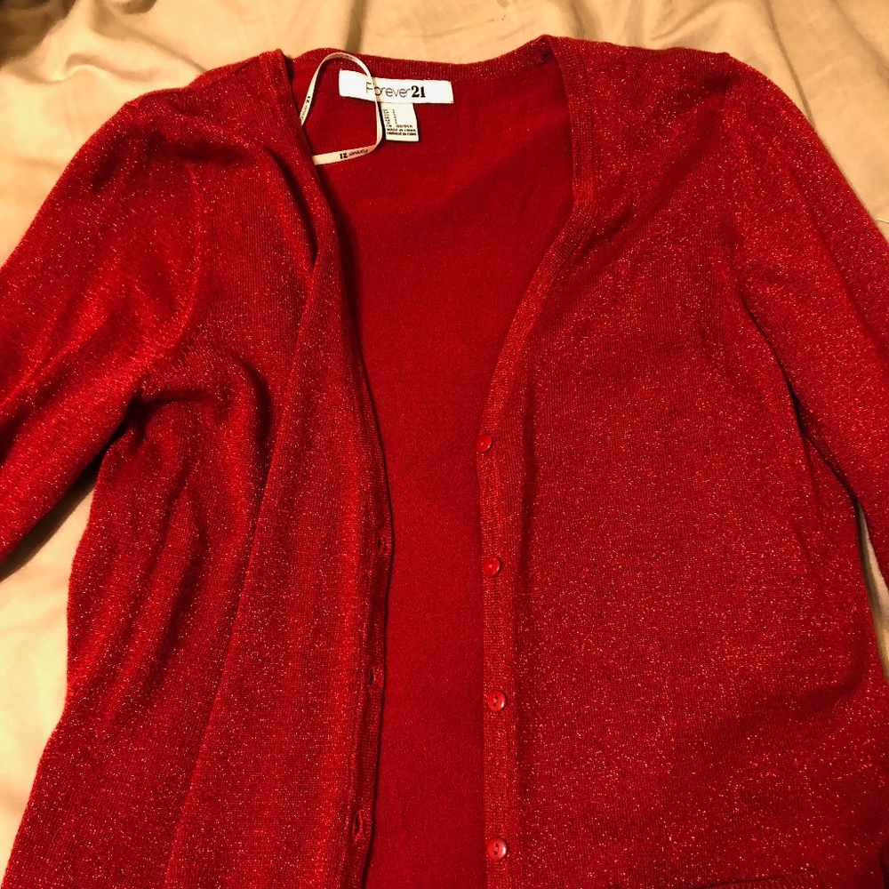Sparkly red Forever 21 cardigan